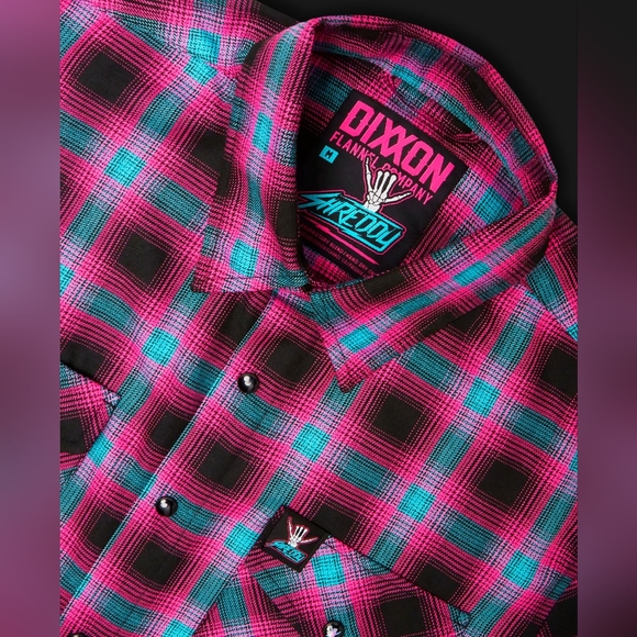 Dixxon Men's XS 2022 Shreddy Pink, Blue & Black Flannel New In Bag With Tags - Picture 4 of 6
